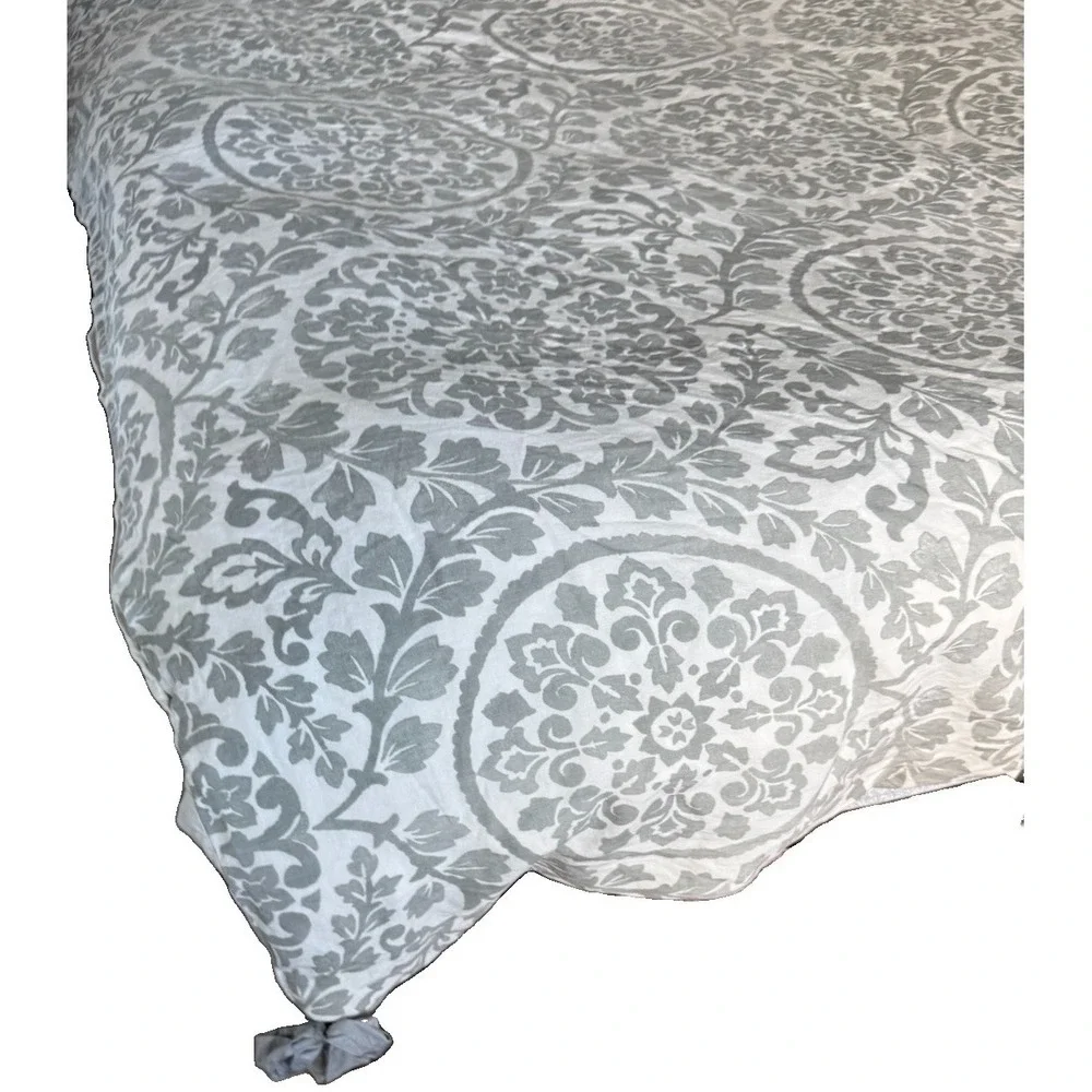 Pottery Barn‎ Ana Medallion Cotton Linen Duvet Cover Grey White Full/Queen